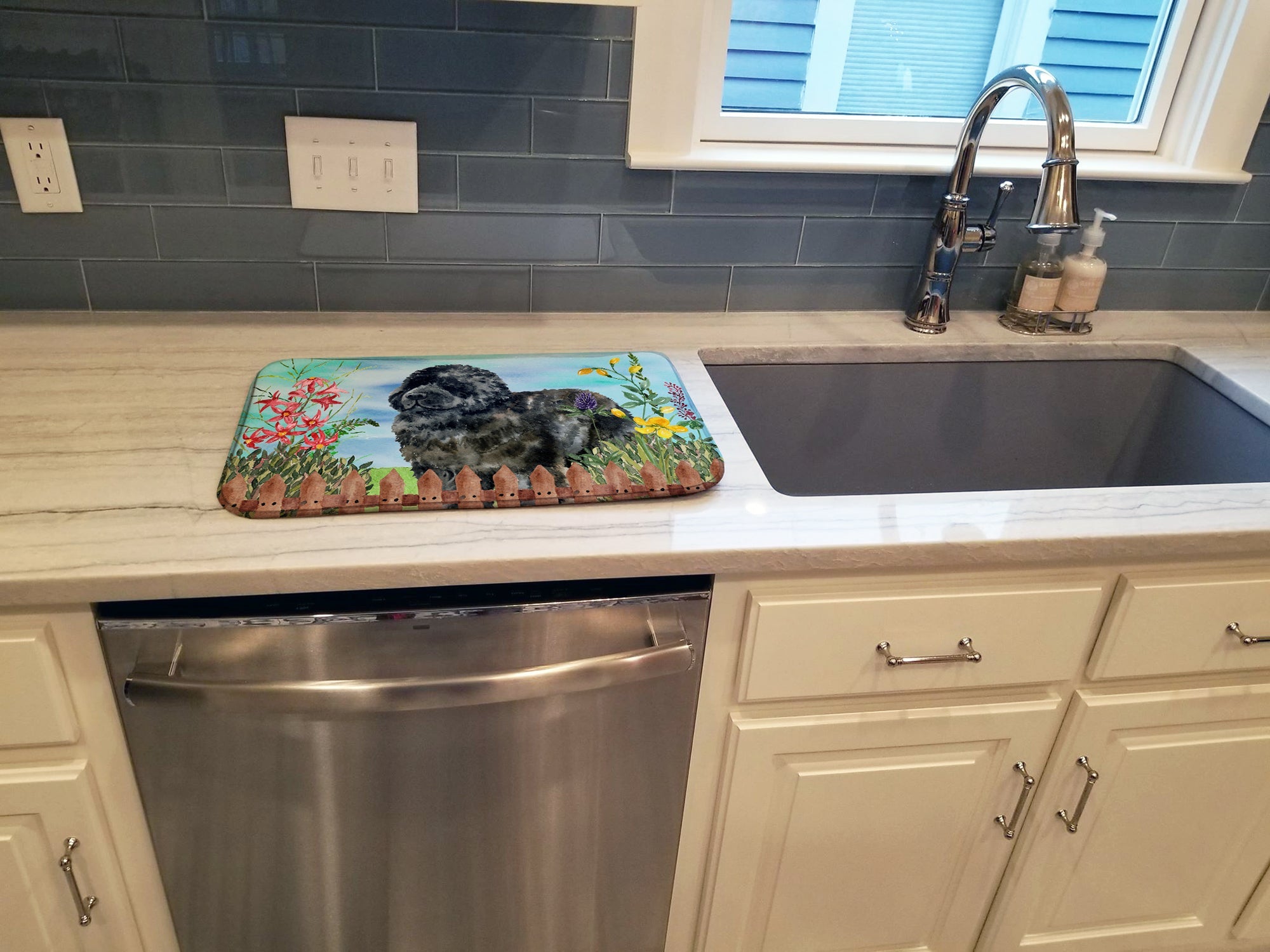 Newfoundland Spring Dish Drying Mat Absorbent Dish Drying Mat Pad for Kitchen Counter Dish Drainer Mat for Countertop, 14 x 21", Multicolor