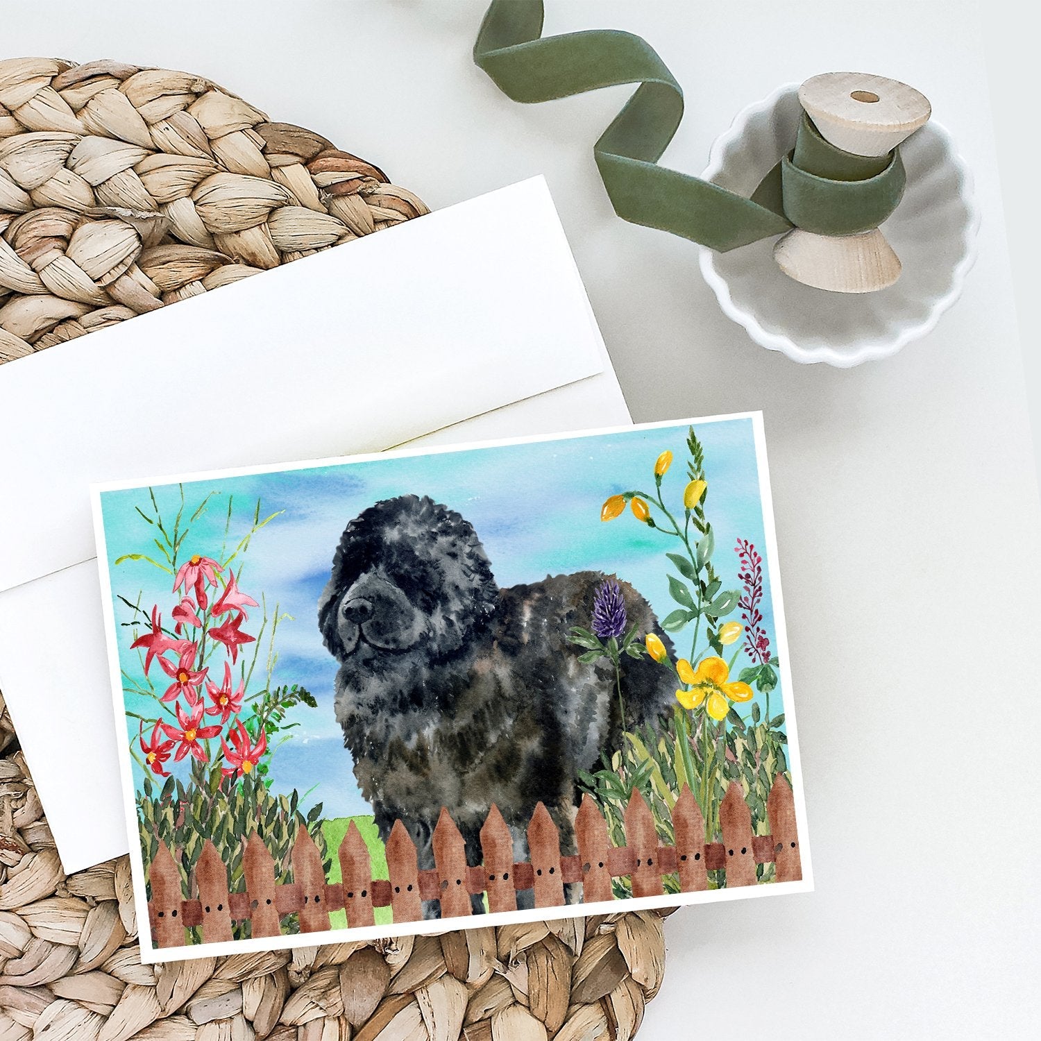 Newfoundland Spring Greeting Cards Pack of 8 Blank Cards with Envelopes Whimsical A7 Size 5x7