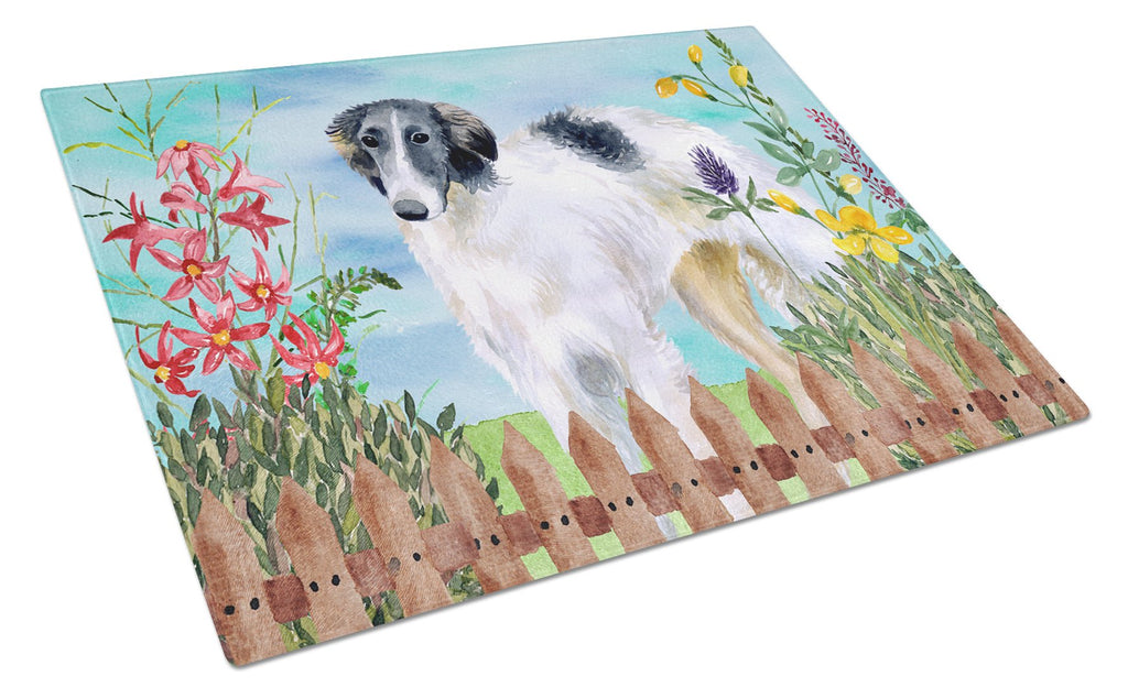 Borzoi Spring Cutting Board Tempered Glass Kitchen Cutting Surface, Heat Resistant Chopping, Non-Slip Feet, Food Prep & Serving