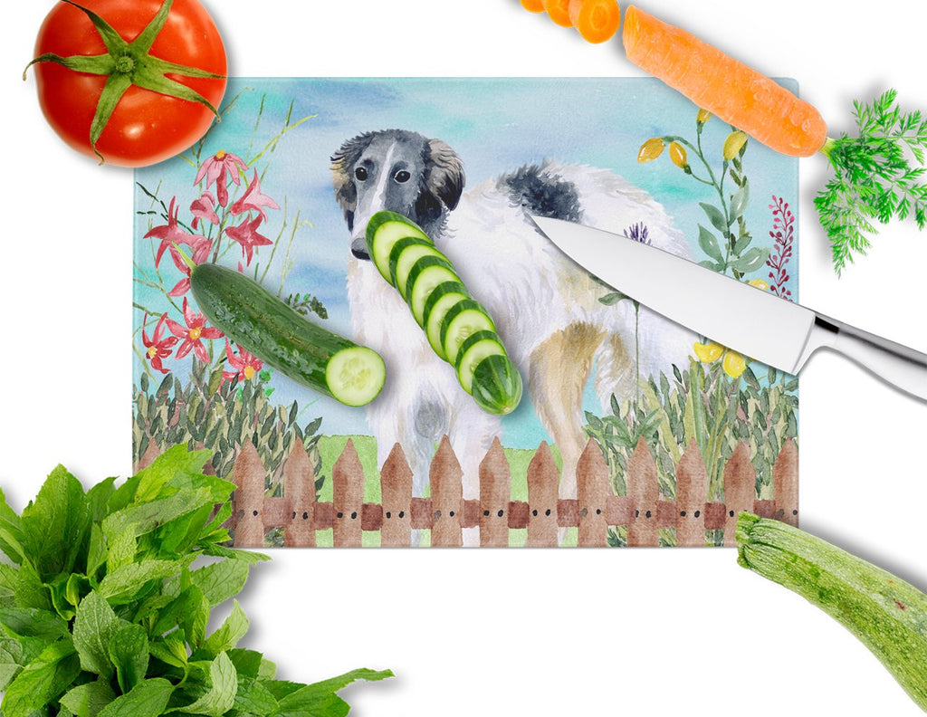 Borzoi Spring Cutting Board Tempered Glass Kitchen Cutting Surface, Heat Resistant Chopping, Non-Slip Feet, Food Prep & Serving