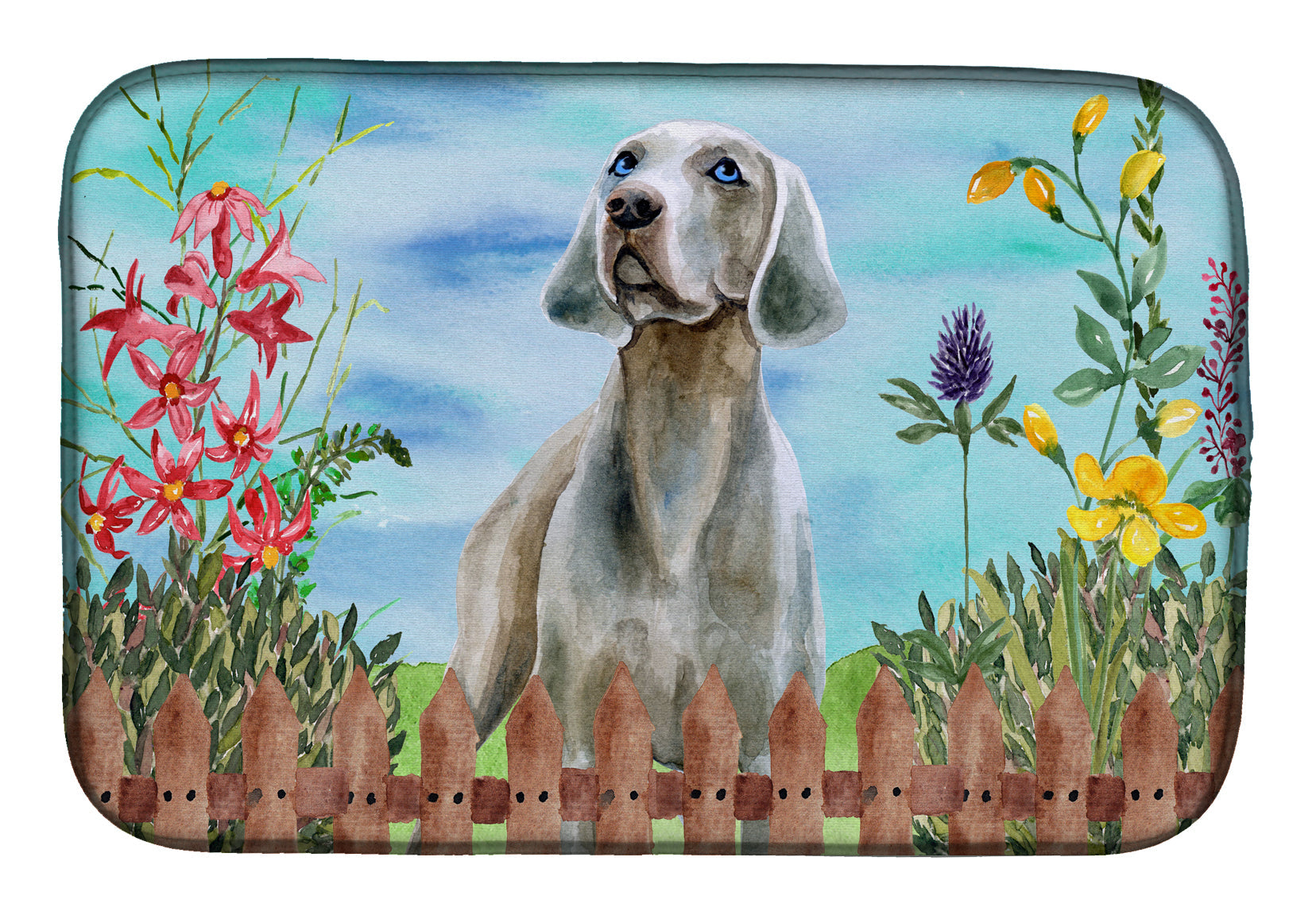 Weimaraner Spring Dish Drying Mat Absorbent Dish Drying Mat Pad for Kitchen Counter Dish Drainer Mat for Countertop, 14 x 21", Multicolor