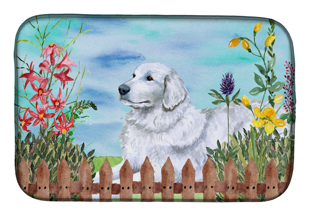 Maremma Sheepdog Spring Dish Drying Mat Absorbent Dish Drying Mat Pad for Kitchen Counter Dish Drainer Mat for Countertop, 14 x 21", Multicolor