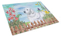 Maremma Sheepdog Spring Cutting Board Tempered Glass Kitchen Cutting Surface, Heat Resistant Chopping, Non-Slip Feet, Food Prep & Serving