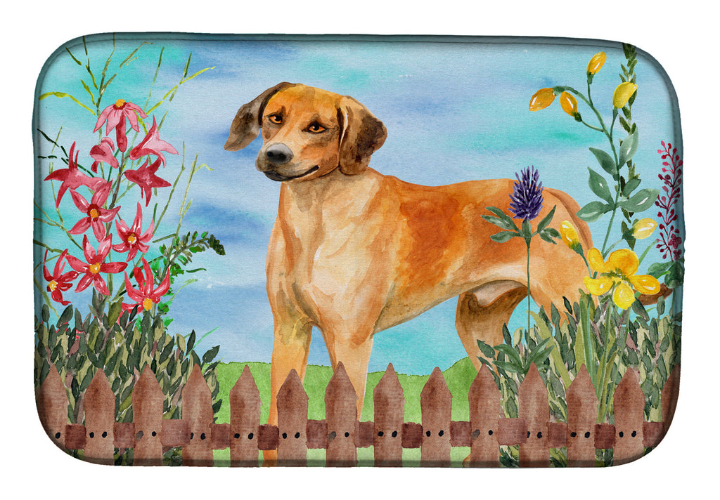 Rhodesian Ridgeback Spring Dish Drying Mat Absorbent Dish Drying Mat Pad for Kitchen Counter Dish Drainer Mat for Countertop, 14 x 21", Multicolor