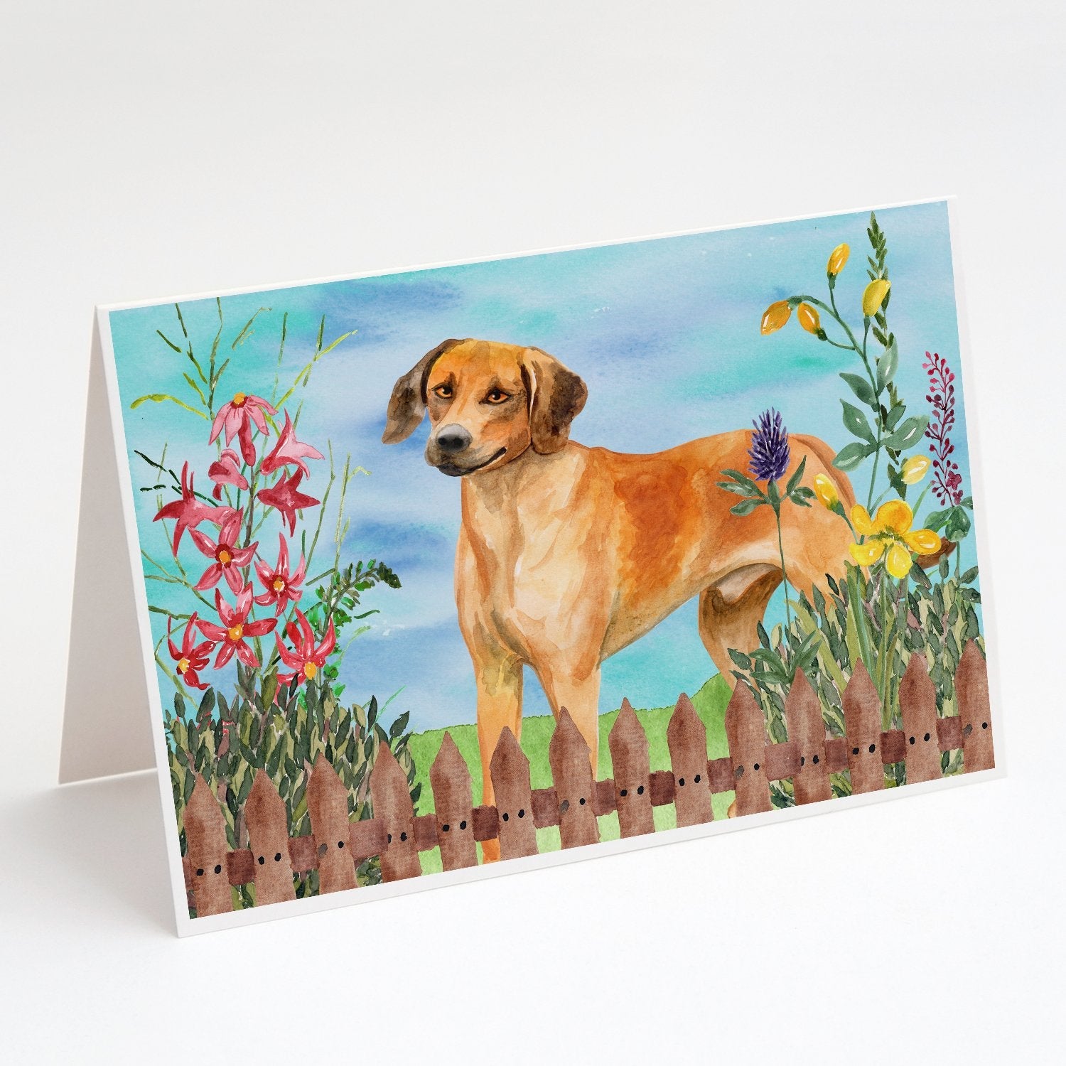 Rhodesian Ridgeback Spring Greeting Cards Pack of 8 Blank Cards with Envelopes Whimsical A7 Size 5x7