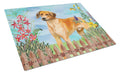 Rhodesian Ridgeback Spring Cutting Board Tempered Glass Kitchen Cutting Surface, Heat Resistant Chopping, Non-Slip Feet, Food Prep & Serving