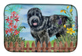 Black Russian Terrier Spring Dish Drying Mat Absorbent Dish Drying Mat Pad for Kitchen Counter Dish Drainer Mat for Countertop, 14 x 21", Multicolor