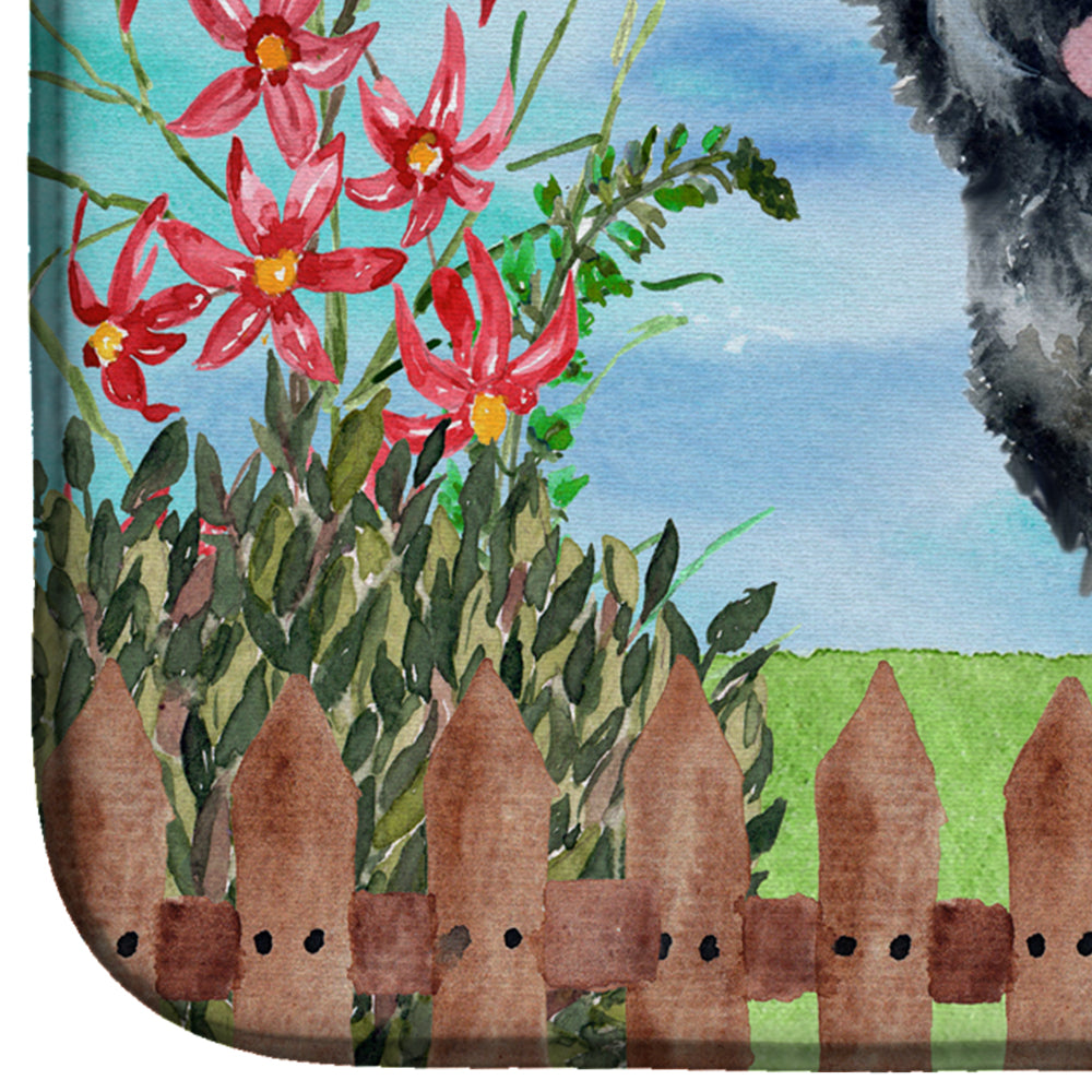 Black Russian Terrier Spring Dish Drying Mat Absorbent Dish Drying Mat Pad for Kitchen Counter Dish Drainer Mat for Countertop, 14 x 21", Multicolor