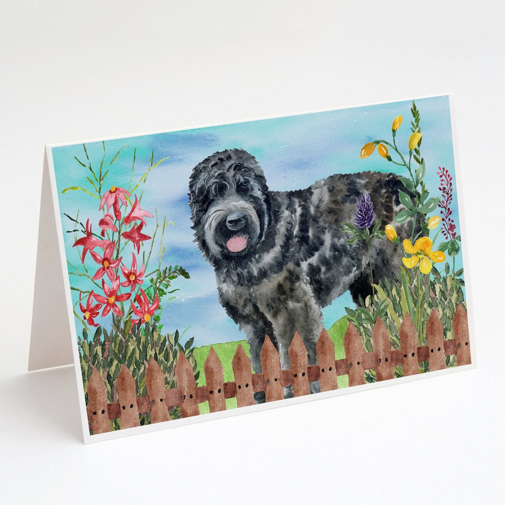 Black Russian Terrier Spring Greeting Cards Pack of 8 Blank Cards with Envelopes Whimsical A7 Size 5x7