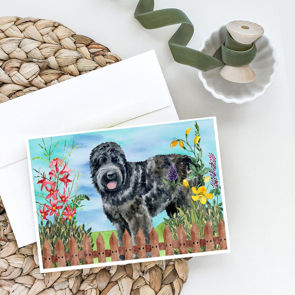 Black Russian Terrier Spring Greeting Cards Pack of 8 Blank Cards with Envelopes Whimsical A7 Size 5x7