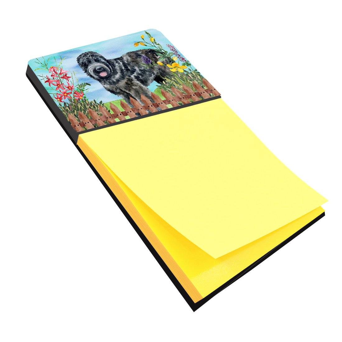 Black Russian Terrier Spring Watercolor Sticky Note Holder Refillable Dispenser Desk Accessory 3x3 Pad Gift