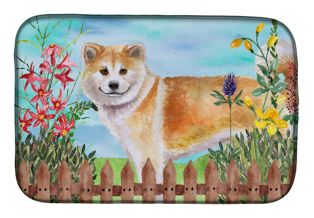 Shiba Inu Spring Dish Drying Mat Absorbent Dish Drying Mat Pad for Kitchen Counter Dish Drainer Mat for Countertop, 14 x 21", Multicolor