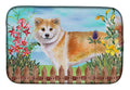 Shiba Inu Spring Dish Drying Mat Absorbent Dish Drying Mat Pad for Kitchen Counter Dish Drainer Mat for Countertop, 14 x 21", Multicolor