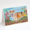 Shiba Inu Spring Greeting Cards Pack of 8 Blank Cards with Envelopes Whimsical A7 Size 5x7