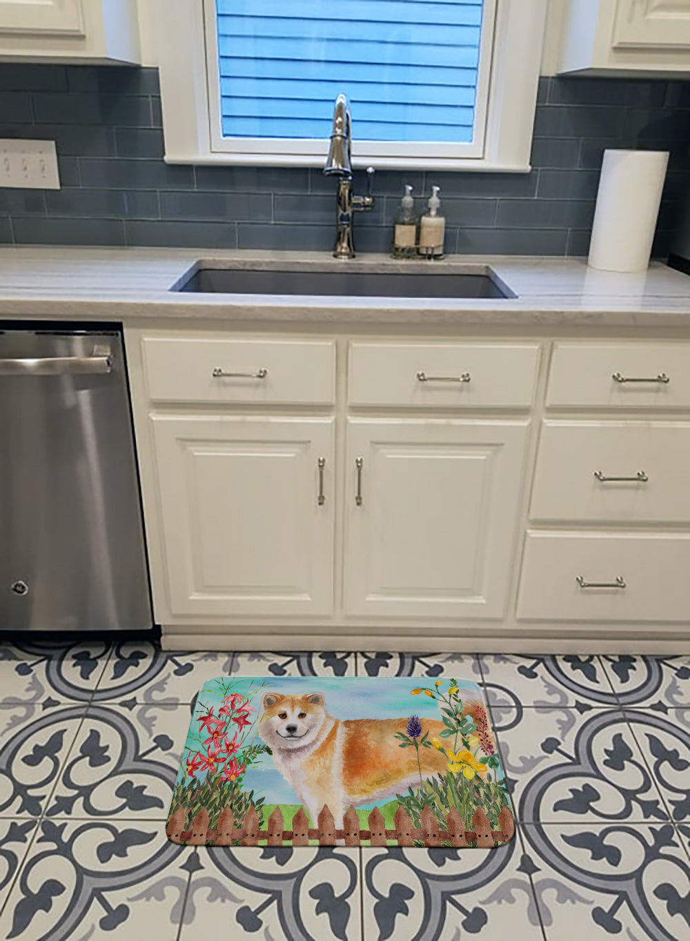 Shiba Inu Spring Memory Foam Kitchen Mat Machine Washable Anti-Fatigue Cushion Comfort Bath or Kitchen Rug
