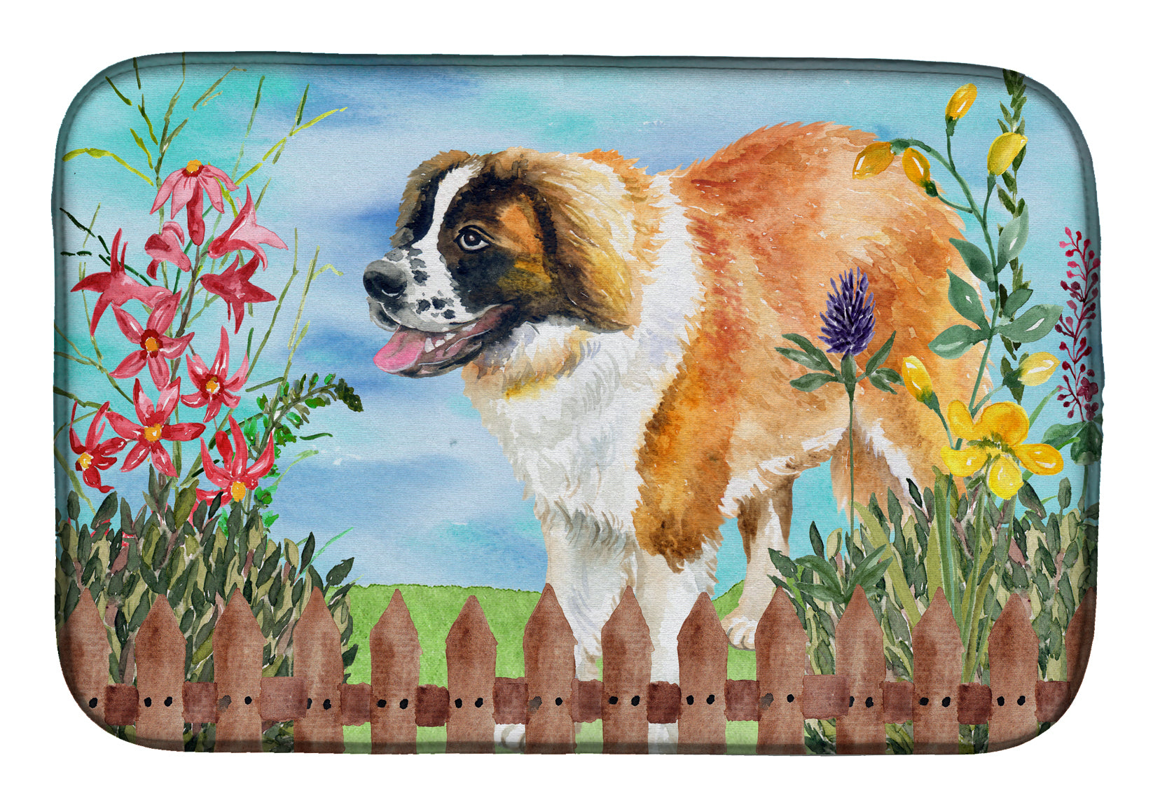 Saint Bernard Spring Dish Drying Mat Absorbent Dish Drying Mat Pad for Kitchen Counter Dish Drainer Mat for Countertop, 14 x 21", Multicolor