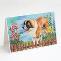 Saint Bernard Spring Greeting Cards Pack of 8 Blank Cards with Envelopes Whimsical A7 Size 5x7