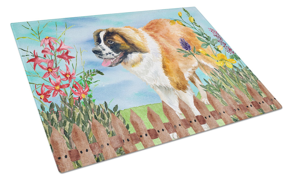 Saint Bernard Spring Cutting Board Tempered Glass Kitchen Cutting Surface, Heat Resistant Chopping, Non-Slip Feet, Food Prep & Serving