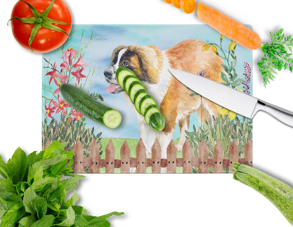 Saint Bernard Spring Cutting Board Tempered Glass Kitchen Cutting Surface, Heat Resistant Chopping, Non-Slip Feet, Food Prep & Serving