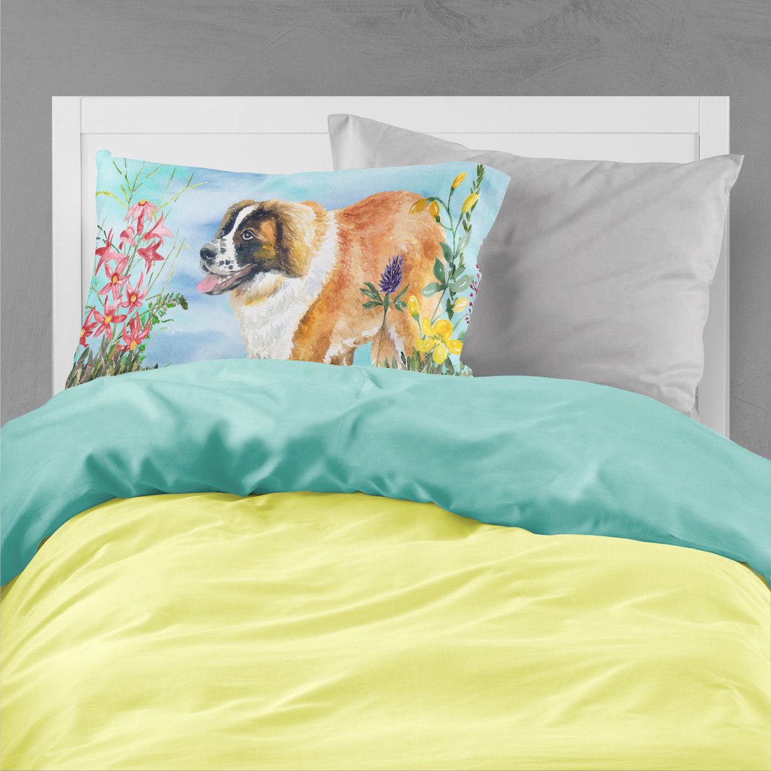 Saint Bernard Spring Standard Pillowcase Lightweight Super Soft Easy Care Decorative Artwork Pillowcase, Standard