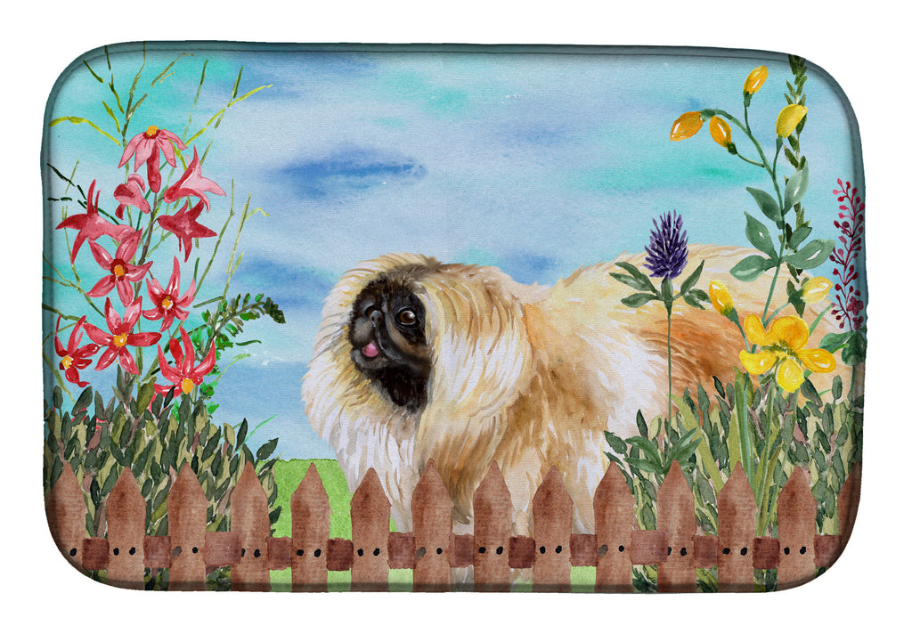 Pekingese Spring Dish Drying Mat Absorbent Dish Drying Mat Pad for Kitchen Counter Dish Drainer Mat for Countertop, 14 x 21", Multicolor