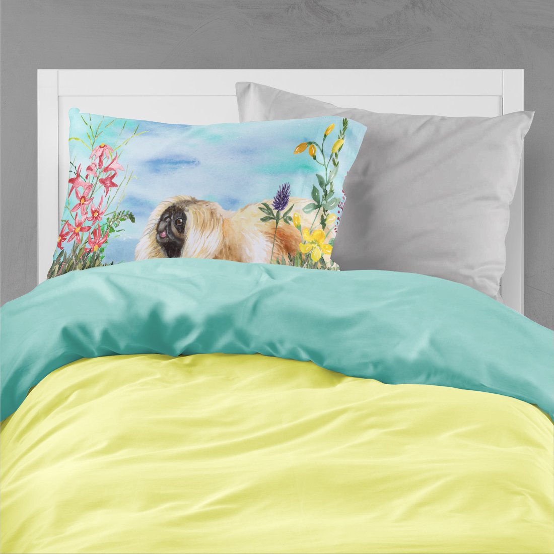 Pekingese Spring Standard Pillowcase Lightweight Super Soft Easy Care Decorative Artwork Pillowcase, Standard