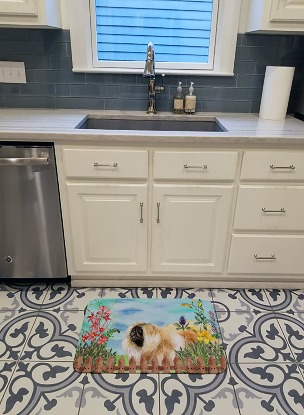 Pekingese Spring Memory Foam Kitchen Mat Machine Washable Anti-Fatigue Cushion Comfort Bath or Kitchen Rug