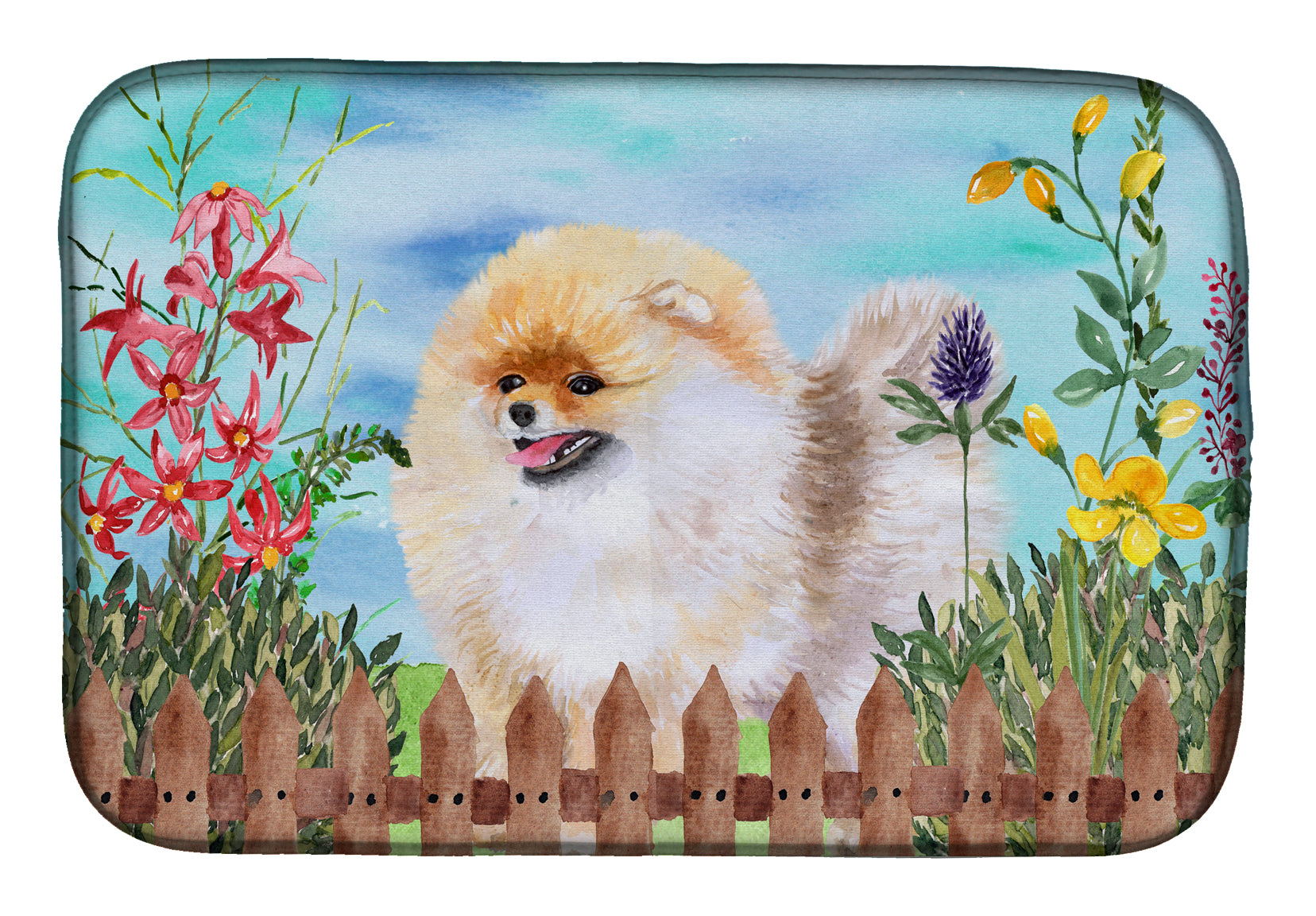 Pomeranian Spring Dish Drying Mat Absorbent Dish Drying Mat Pad for Kitchen Counter Dish Drainer Mat for Countertop, 14 x 21", Multicolor