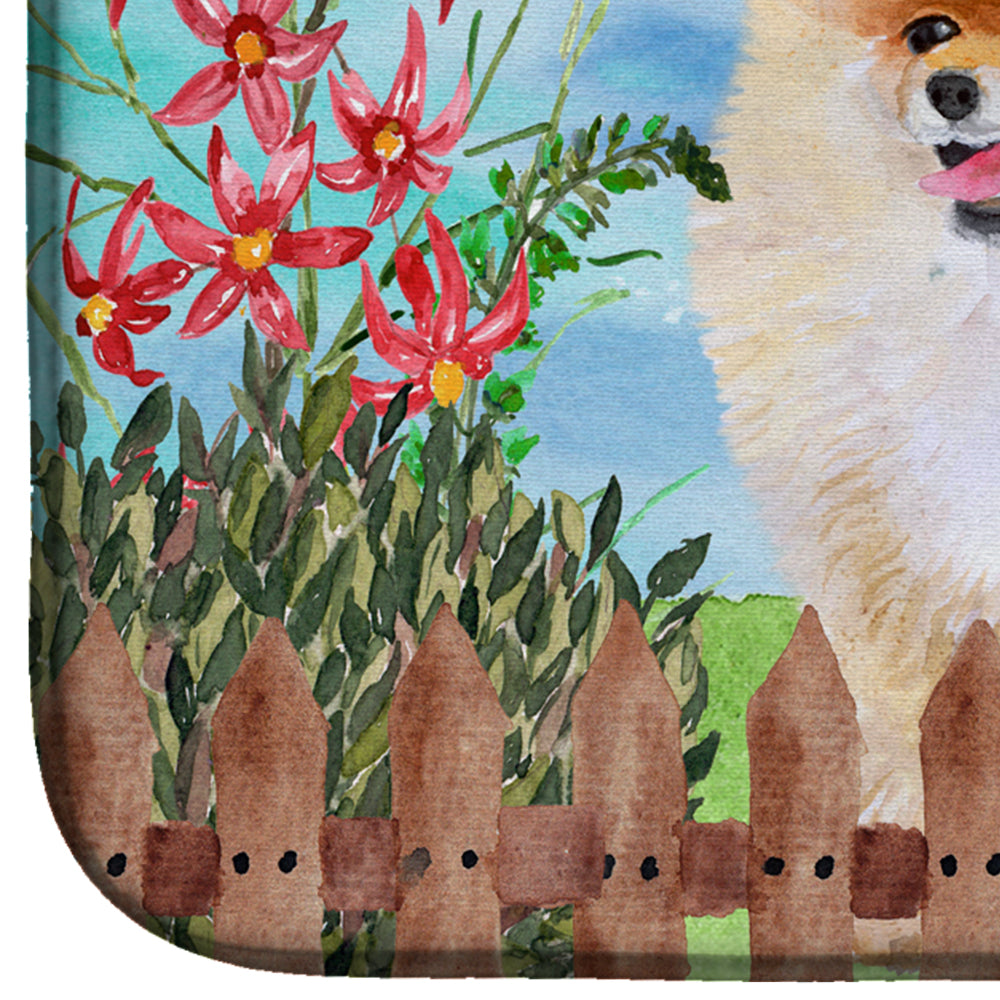 Pomeranian Spring Dish Drying Mat Absorbent Dish Drying Mat Pad for Kitchen Counter Dish Drainer Mat for Countertop, 14 x 21", Multicolor