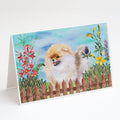 Pomeranian Spring Greeting Cards Pack of 8 Blank Cards with Envelopes Whimsical A7 Size 5x7