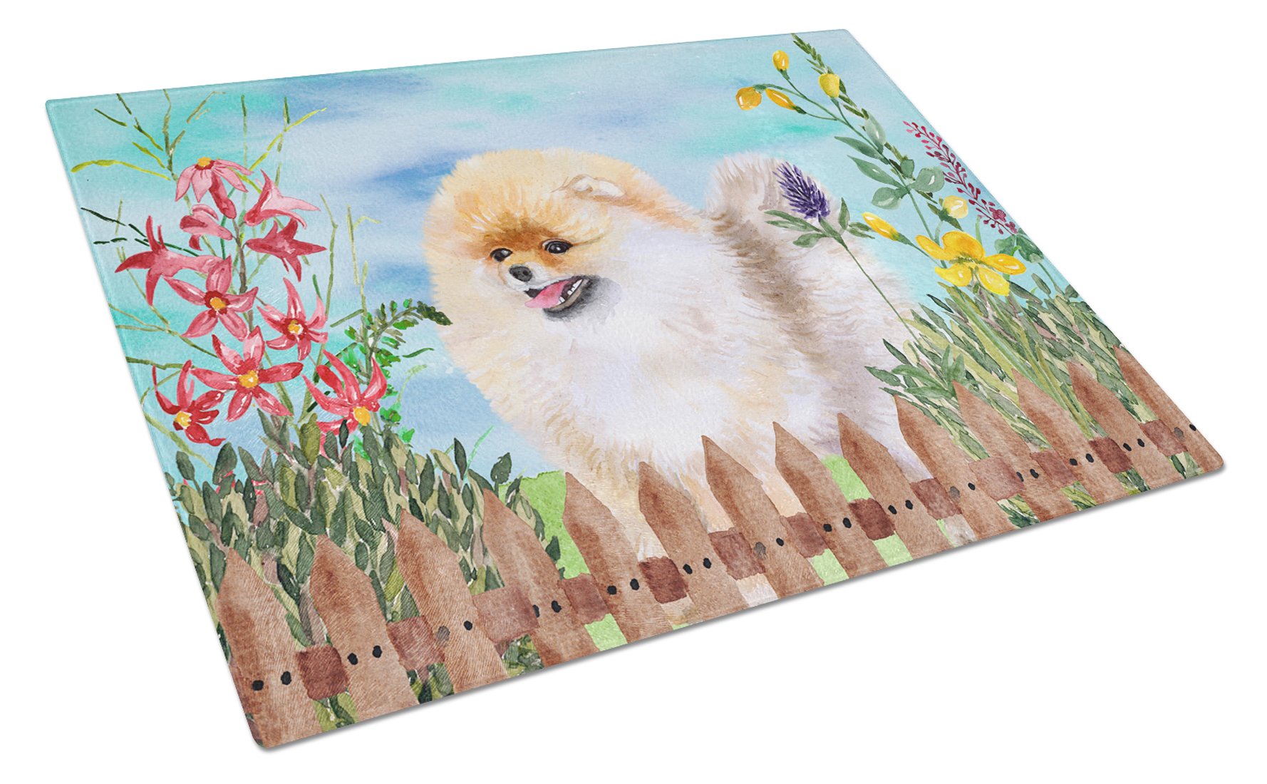 Pomeranian Spring Cutting Board Tempered Glass Kitchen Cutting Surface, Heat Resistant Chopping, Non-Slip Feet, Food Prep & Serving