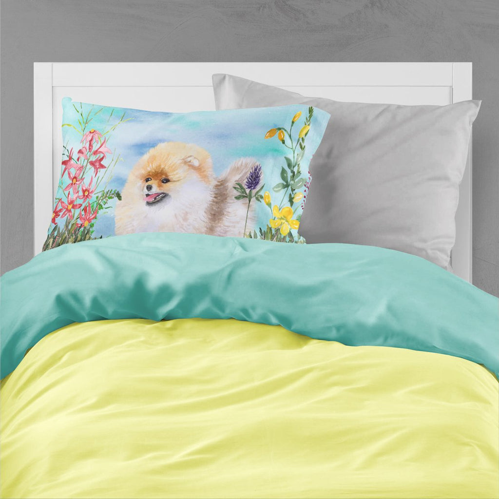 Pomeranian Spring Standard Pillowcase Lightweight Super Soft Easy Care Decorative Artwork Pillowcase, Standard