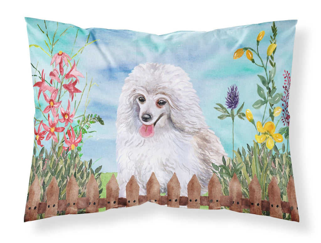 Medium White Poodle Spring Standard Pillowcase Lightweight Super Soft Easy Care Decorative Artwork Pillowcase, Standard