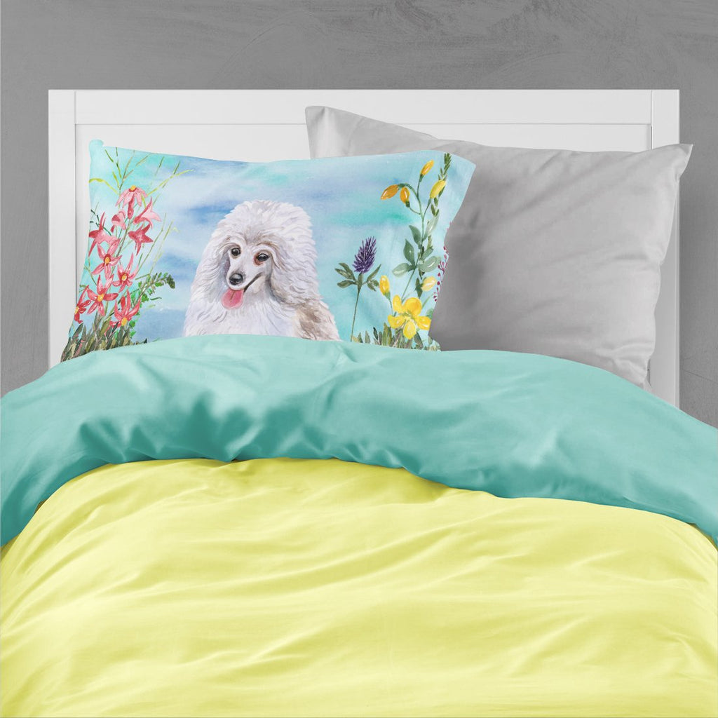 Medium White Poodle Spring Standard Pillowcase Lightweight Super Soft Easy Care Decorative Artwork Pillowcase, Standard