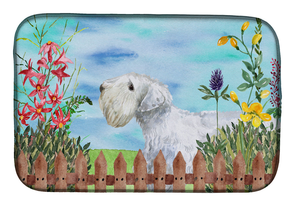 Sealyham Terrier Spring Dish Drying Mat Absorbent Dish Drying Mat Pad for Kitchen Counter Dish Drainer Mat for Countertop, 14 x 21", Multicolor