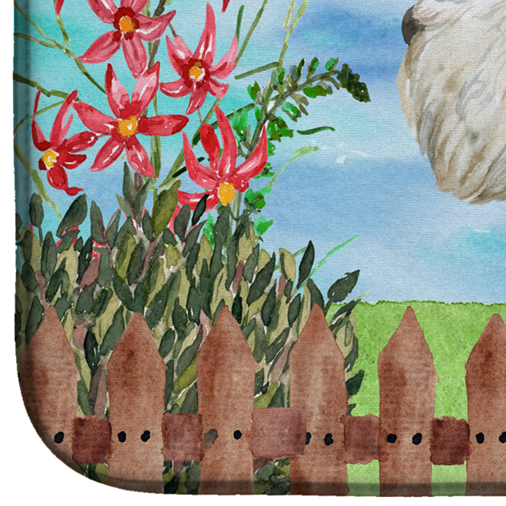 Sealyham Terrier Spring Dish Drying Mat Absorbent Dish Drying Mat Pad for Kitchen Counter Dish Drainer Mat for Countertop, 14 x 21", Multicolor