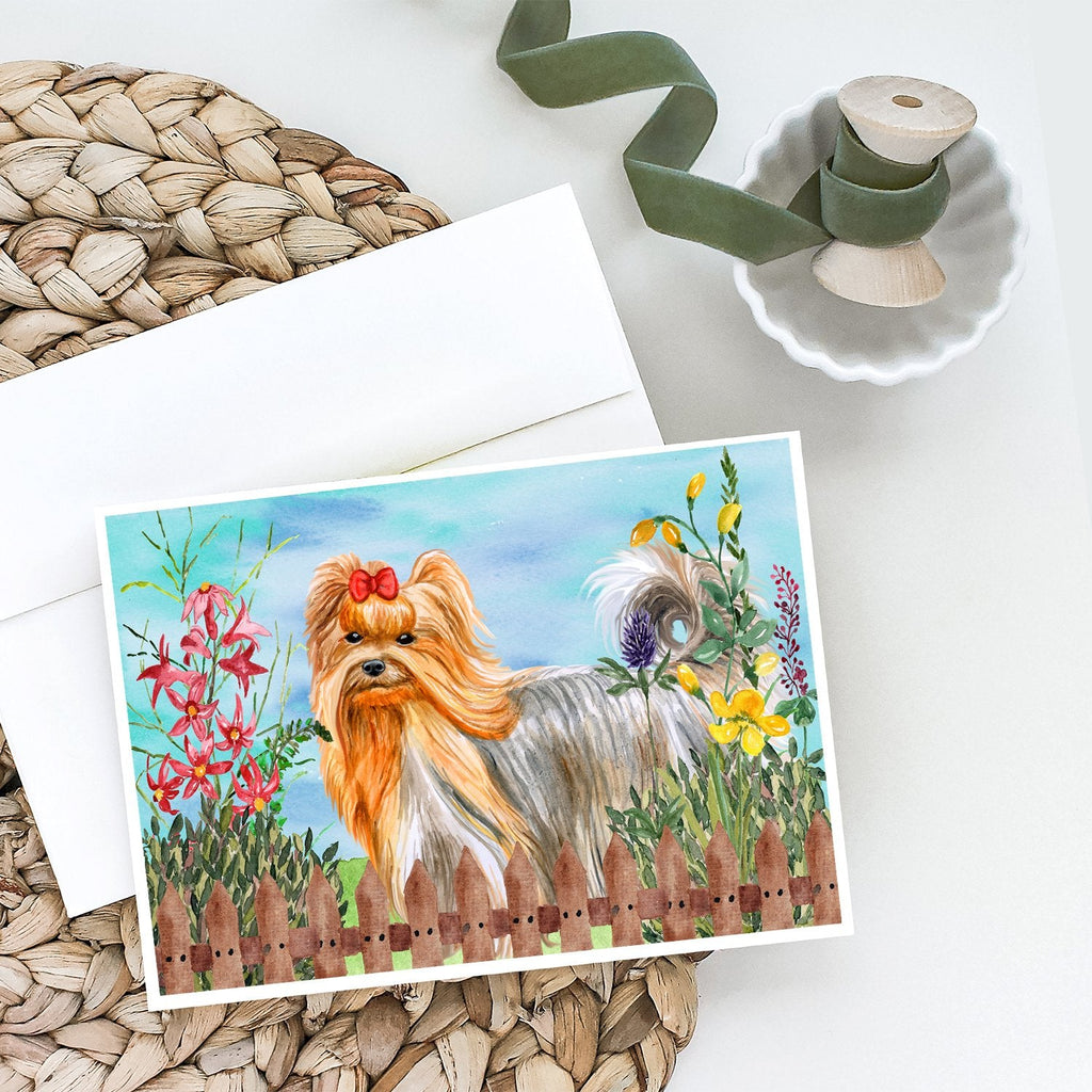 Yorkshire Terrier Spring Greeting Cards Pack of 8 Blank Cards with Envelopes Whimsical A7 Size 5x7