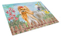Yorkshire Terrier Spring Cutting Board Tempered Glass Kitchen Cutting Surface, Heat Resistant Chopping, Non-Slip Feet, Food Prep & Serving