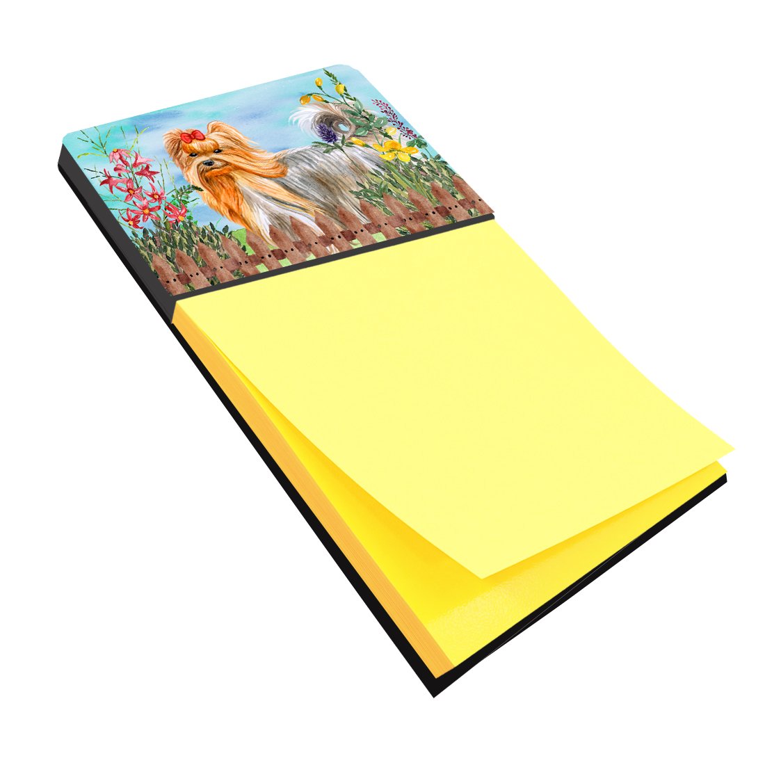 Yorkshire Terrier Spring Watercolor Sticky Note Holder Refillable Dispenser Desk Accessory 3x3 Pad Gift