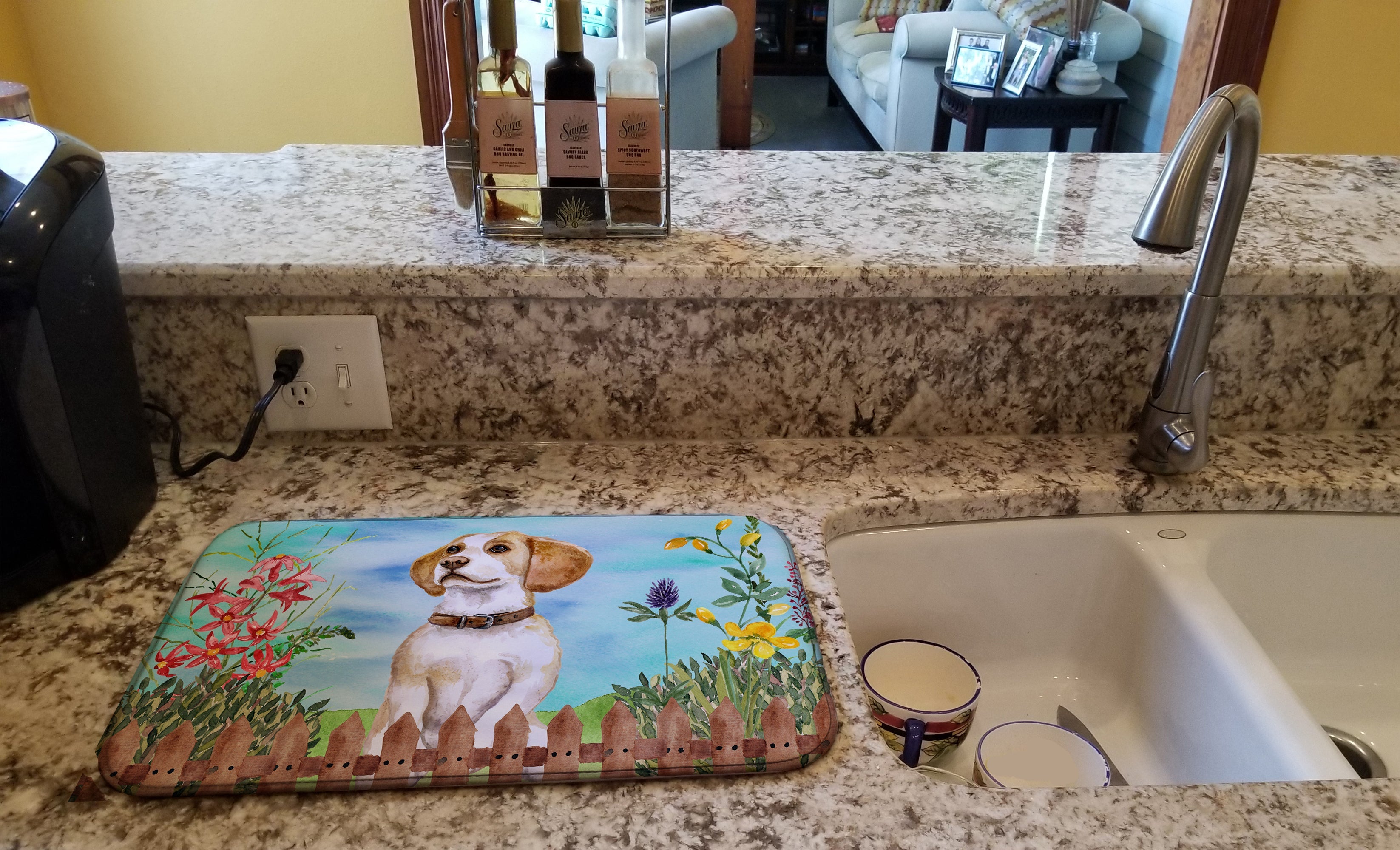 Beagle Spring Dish Drying Mat Absorbent Dish Drying Mat Pad for Kitchen Counter Dish Drainer Mat for Countertop, 14 x 21", Multicolor