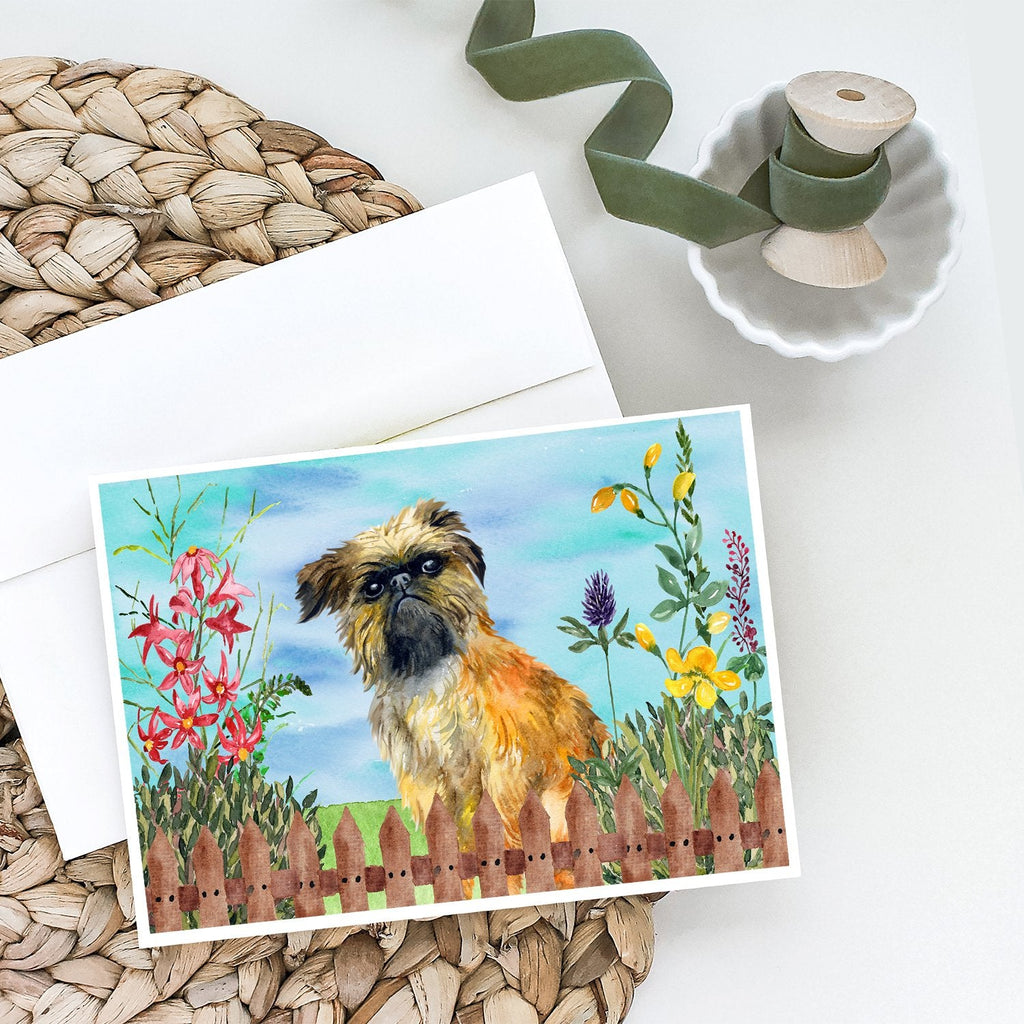 Brussels Griffon Spring Greeting Cards Pack of 8 Blank Cards with Envelopes Whimsical A7 Size 5x7