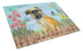 Brussels Griffon Spring Cutting Board Tempered Glass Kitchen Cutting Surface, Heat Resistant Chopping, Non-Slip Feet, Food Prep & Serving