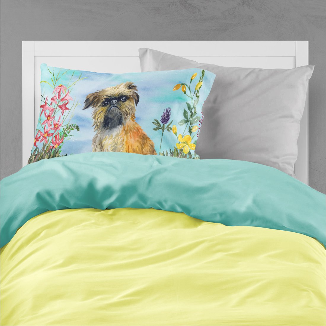 Brussels Griffon Spring Standard Pillowcase Lightweight Super Soft Easy Care Decorative Artwork Pillowcase, Standard