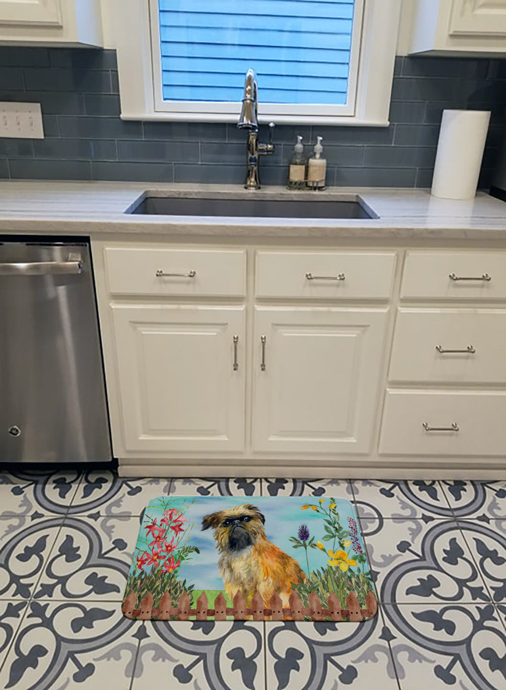 Brussels Griffon Spring Memory Foam Kitchen Mat Machine Washable Anti-Fatigue Cushion Comfort Bath or Kitchen Rug
