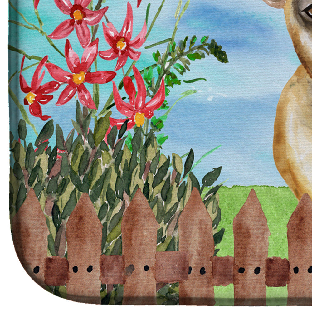 French Bulldog Spring Dish Drying Mat Absorbent Dish Drying Mat Pad for Kitchen Counter Dish Drainer Mat for Countertop, 14 x 21", Multicolor