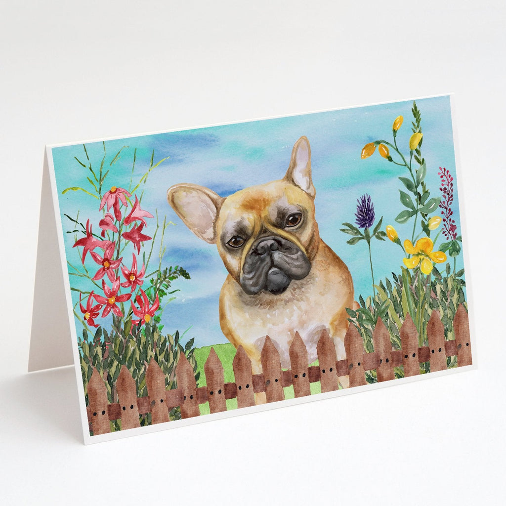 French Bulldog Spring Greeting Cards Pack of 8 Blank Cards with Envelopes Whimsical A7 Size 5x7