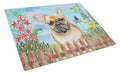 French Bulldog Spring Cutting Board Tempered Glass Kitchen Cutting Surface, Heat Resistant Chopping, Non-Slip Feet, Food Prep & Serving