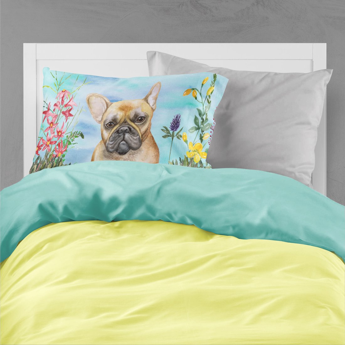 French Bulldog Spring Standard Pillowcase Lightweight Super Soft Easy Care Decorative Artwork Pillowcase, Standard