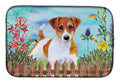 Jack Russell Terrier Spring Dish Drying Mat Absorbent Dish Drying Mat Pad for Kitchen Counter Dish Drainer Mat for Countertop, 14 x 21", Multicolor