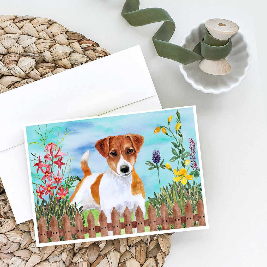 Jack Russell Terrier Spring Greeting Cards Pack of 8 Blank Cards with Envelopes Whimsical A7 Size 5x7